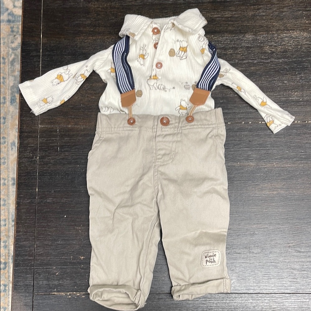 Disney Beige Overalls with Navy Straps
